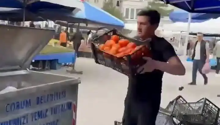 Domatesleri Çöpe Döken Pazarcıya İnanılmaz Cezalar Verildi